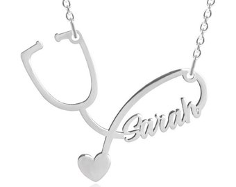 Personalized Stethoscope Necklace • Nurse Necklace • Perfect Gift for Her • Doctor Necklace • Graduation Gift • Personalized Jewelry