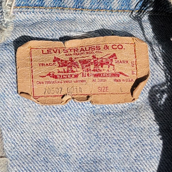 Vintage Levi Strauss Jean jacket Harley patches -… - image 7