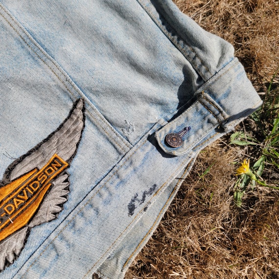 Vintage Levi Strauss Jean jacket Harley patches -… - image 8