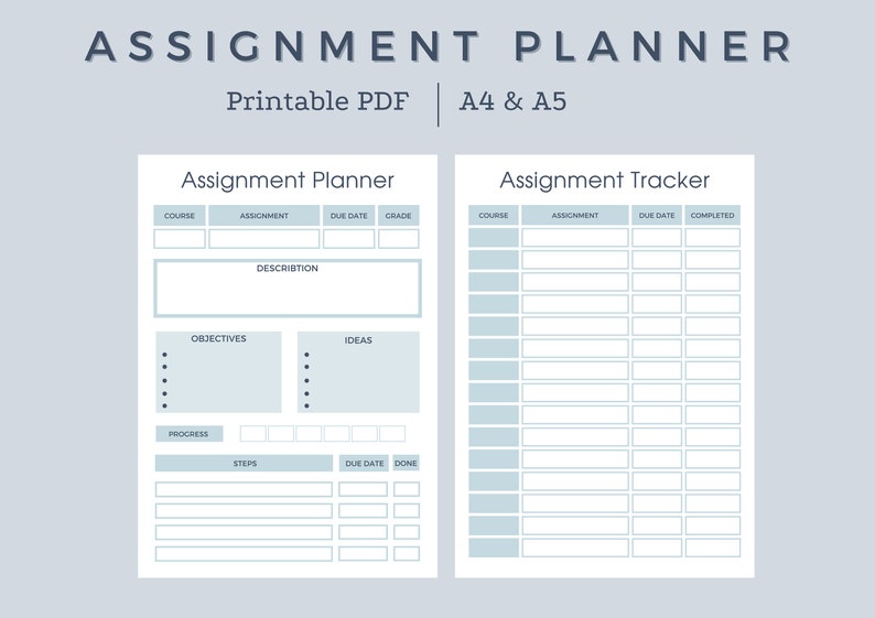 Printable Assignment Tracker, Assignment Planner, Printable Students ...