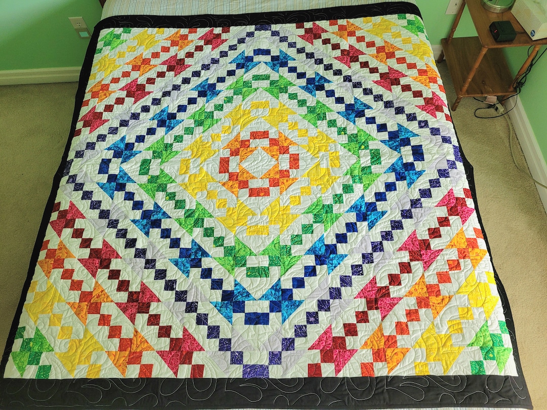 Colorful Trip Around the World Quilt. 65x 65 Etsy