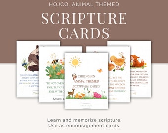 Animal Scripture Cards for Kids: Bible Verse Memory, KJV NLT (5x7 PDF Printable