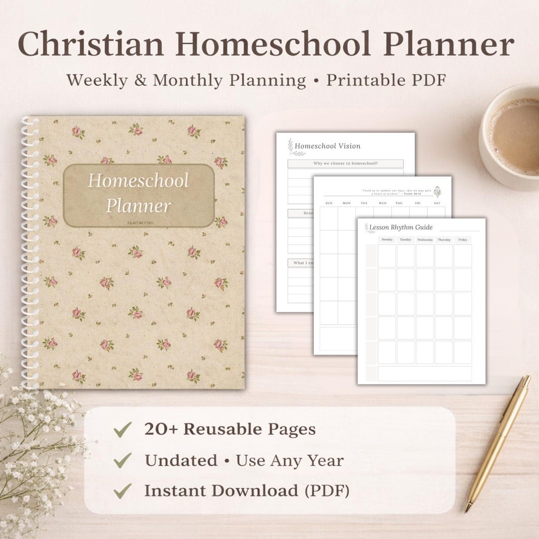 Christian Homeschool Planner Printable PDF | Faith-based Weekly ...