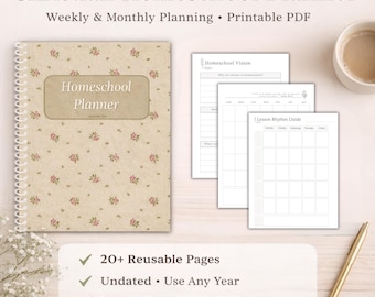 Christian Homeschool Planner Printable PDF | Faith-Based Weekly & Monthly Planning