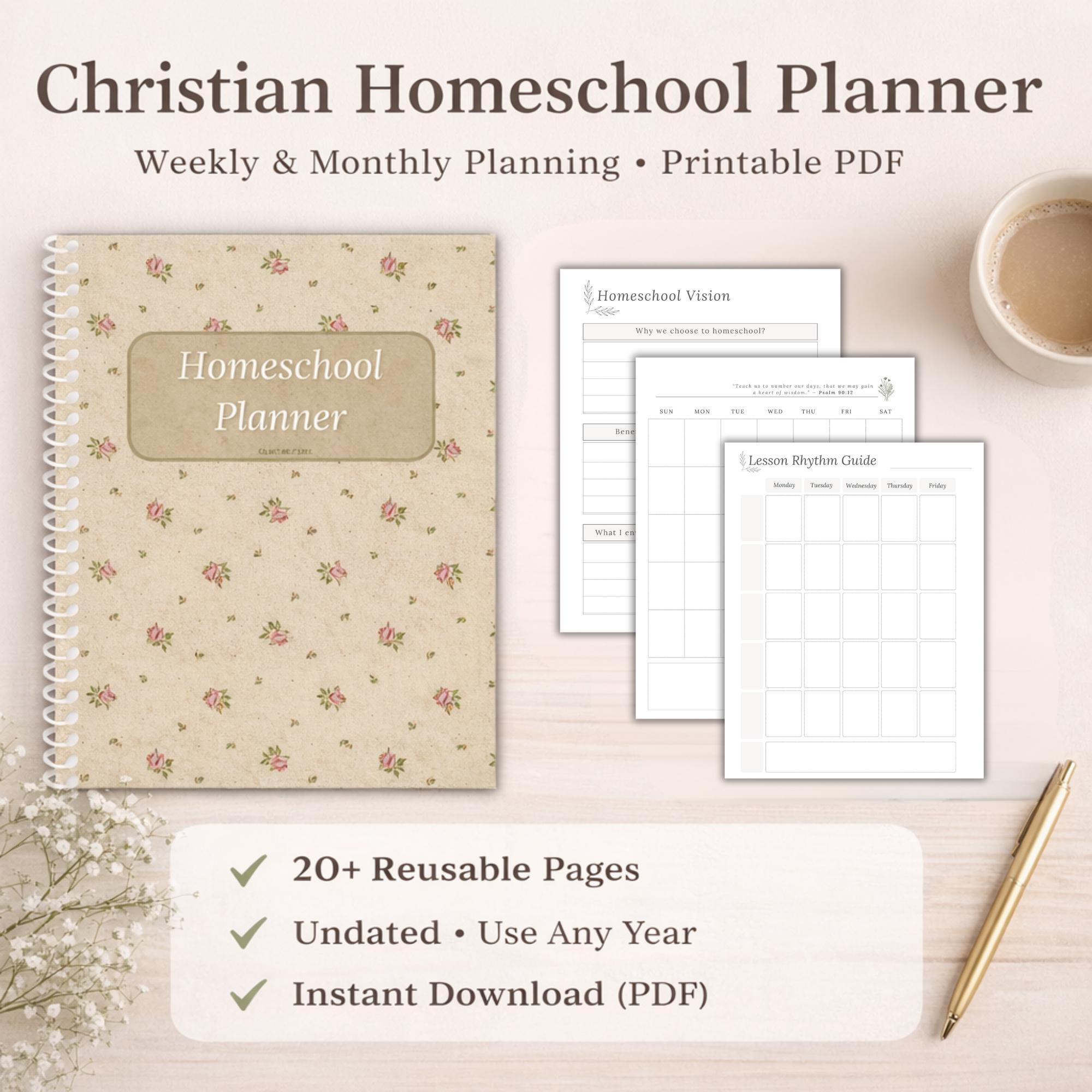 Christian Homeschool Planner Printable PDF | Faith-based Weekly ...