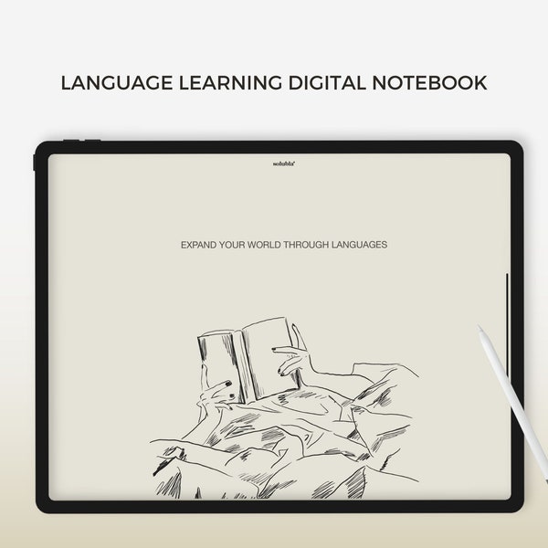 Language learning notebook for Ipad/tablet - Goodnotes, Notability, Noteshelf - Digital planner - hyperlinked language study book - Grammar