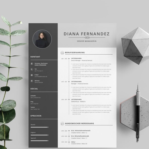 Lebenslauf Vorlage Deutsch für Word + Anschreiben | CV Template German | ATS optimiert | 2024 |  Consulting