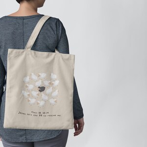 Jesus left the 99 to rescue me Canvas Tote Bag, Christian scripture tote bag, scripture tote bag, christian aesthetic tote bag, Matt 18