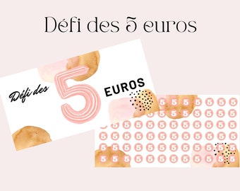 Défi des 5 euros | Enveloppes budget A6 | A imprimer et plastifier | Tracker défi budgétaire A6