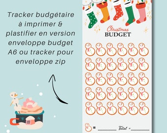 Trackers épargnes: Noël | Enveloppes budget A6 | A imprimer et plastifier | Tracker défi budgétaire A6