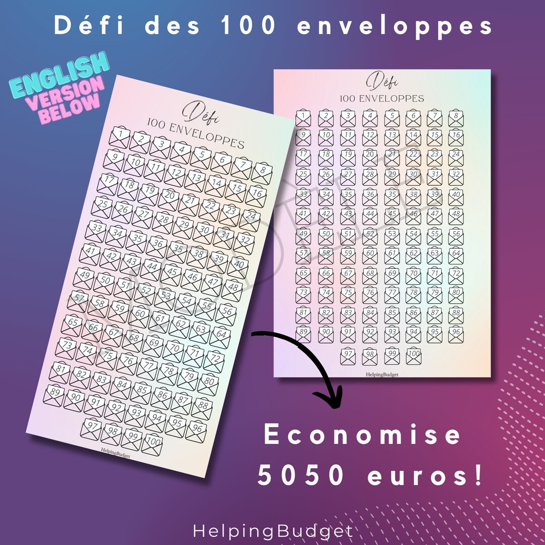 Classeur A5 Avec 100 Enveloppes Pour Défi D'épargne – Planificateur Budgétaire Ludique En Allemand - 6