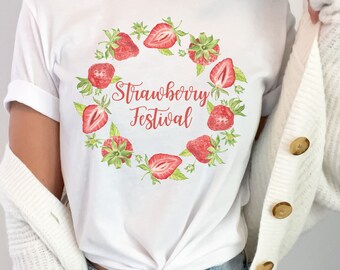 Strawberry Festival Shirt: Vintage Wreath Print, Cottagecore Tee