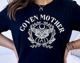 Coven Mother Moth T-Shirt: Witchy Crescent Moon Graphic Tee