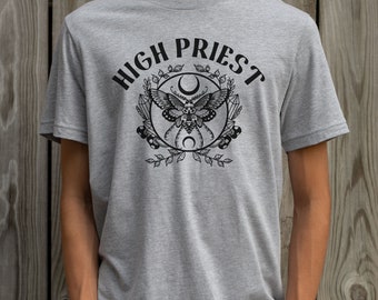 High Priest Moth T-Shirt: Crescent Moons, Crystals & Mushrooms