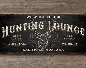 Hunting Sign, Hunting Lounge Sign Canvas, Hunting Gifts for Men, Outdoors Sign, Hunting Signs Home Decor, Man Cave Sign HS101