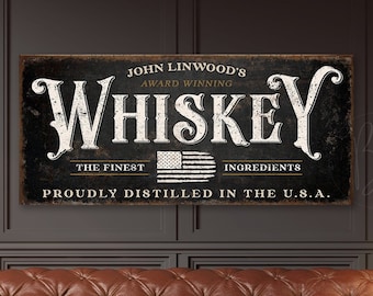 Personalized Whiskey Sign, Rustic Basement Bar Sign, Basement Bar Decor, Man Cave, Whiskey Gifts for Men Dad, Custom Drinking Sign BRS106