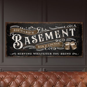 Personalized Basement Bar Sign, Basement Bar and Lounge Sign, Basement Bar Decor, Man Cave, Gifts for Men Dad, Drinking Sign for Bar BRS102