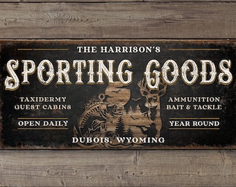 Sporting Goods Sign, Hunting Signs for Men, Hunting Gifts for Men, Outdoors Sign, Fishing Sign, Hunting Signs Home Decor, Man Cave HS105