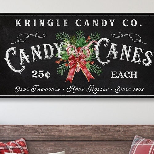 Large Christmas Wall Art Candy Cane Christmas Canvas Wall Etsy