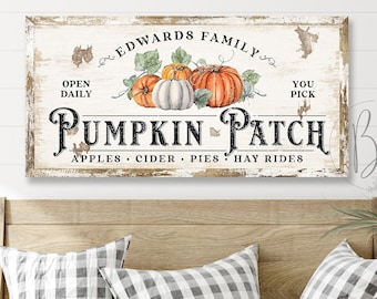 Personalized Canvas Fall Wall Art, Fall Canvas Wall Art, Autumn Wall Decor, Large Fall Wall Decor, Pumpkin Patch Wall Decor Canvas FS103