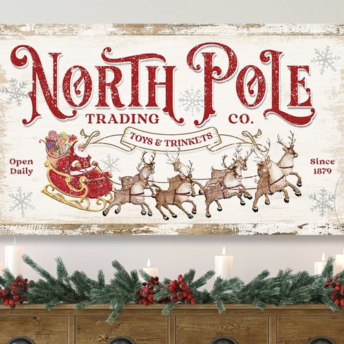Large Christmas Wall Art North Pole Christmas Canvas Wall Etsy