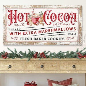 Hot Cocoa Sign, Hot Cocoa Bar Sign, Farmhouse Christmas Signs Decor ...