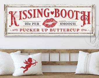 Targa In Metallo 'Kissing Booth Pucker Up Buttercup' Con Cuore E Palloncino - Decorazione Vintage Per San Valentino, 30x15 Cm - 6