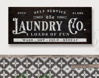 Laundry Co Sign, Laundry Room Sign, Laundry Room Decor Farmhouse, Rustic Laundry Room Wall Art, Laundry Wall Sign, Canvas Wall Art