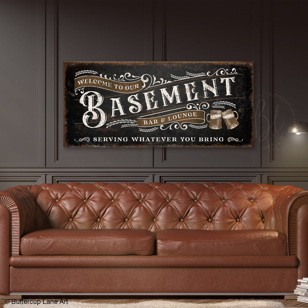 Basement Bar Sign, Basement Bar and Lounge Sign, Basement Bar Decor ...