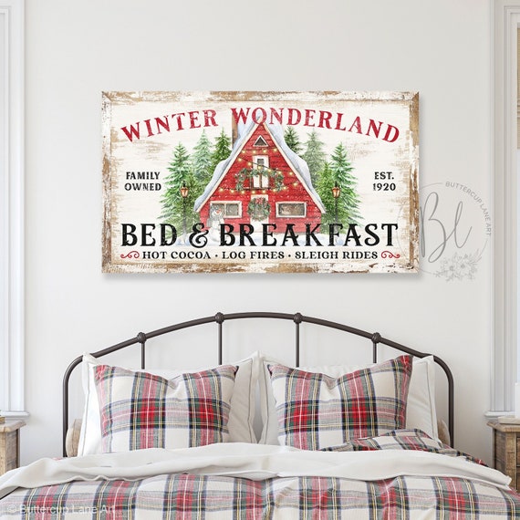Pebish Soms Stap Christmas Cabin Sign Winter Wonderland Bed & Breakfast Large - Etsy