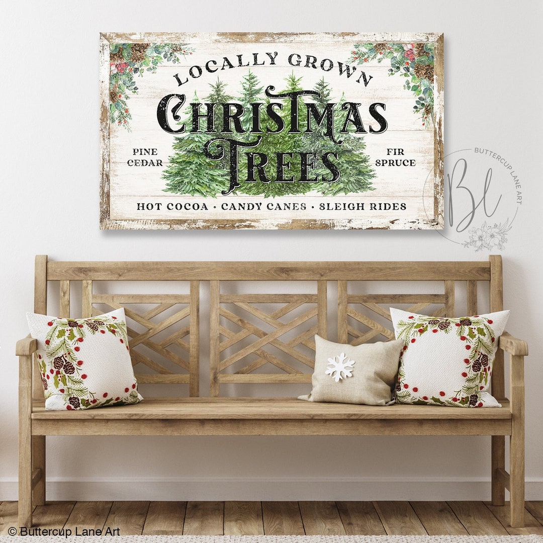 Christmas Tree Farm Sign, Large Christmas Wall Art, Christmas Canvas