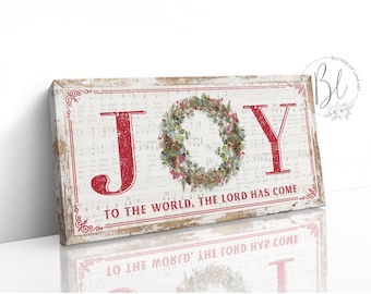 Joy to the World the Lord Has Come Sign, Farmhouse Christmas Signs Decor, Christmas Wall Art Canvas Large, Religious Wall Art Vintage