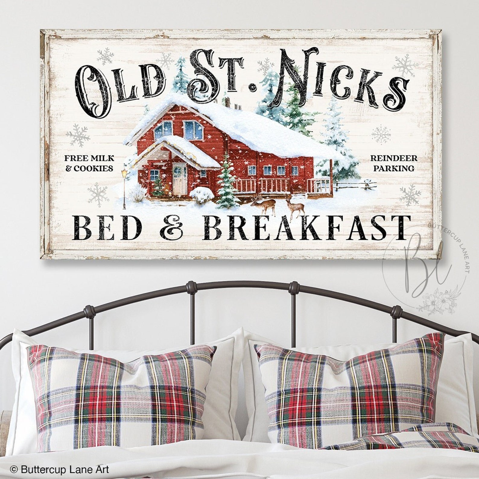 Old St Nicks Bed and Breakfast Christmas Sign Large Christmas Etsy