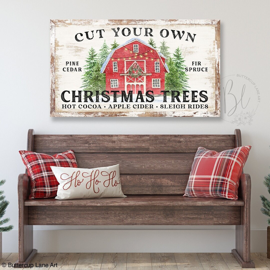 Christmas Tree Farm Sign, Large Christmas Wall Art, Rustic Christmas