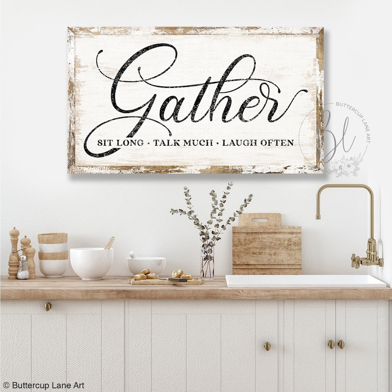 Large Gather Wall Art Gather Wall Sign Gather Wall Decor Etsy