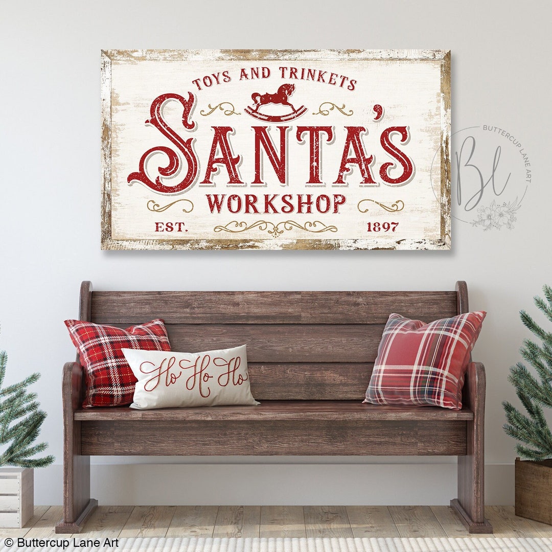 Large Christmas Wall Art, Santa's Christmas Canvas Wall Art
