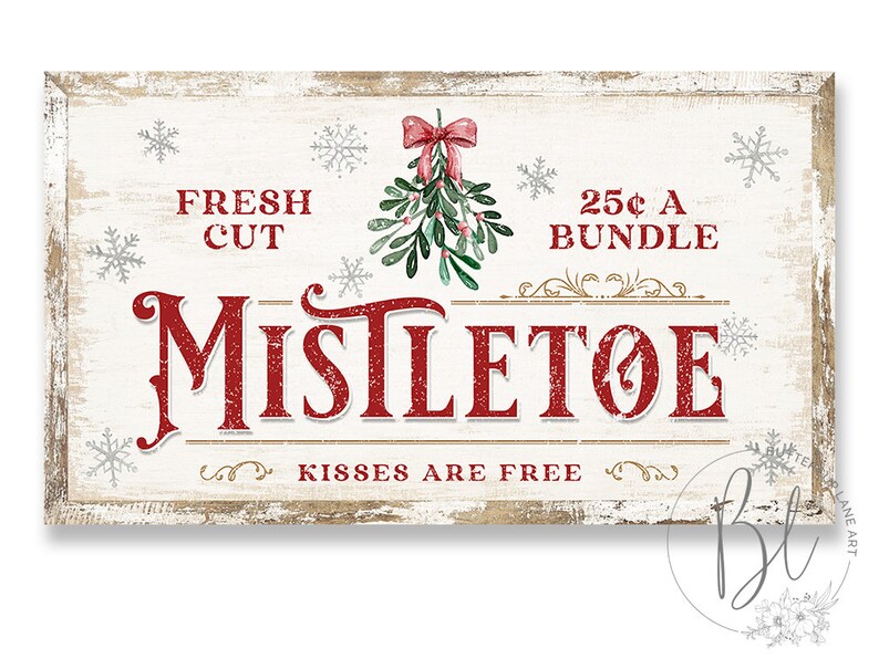 Large Christmas Wall Art Mistletoe Christmas Canvas Wall Art Etsy