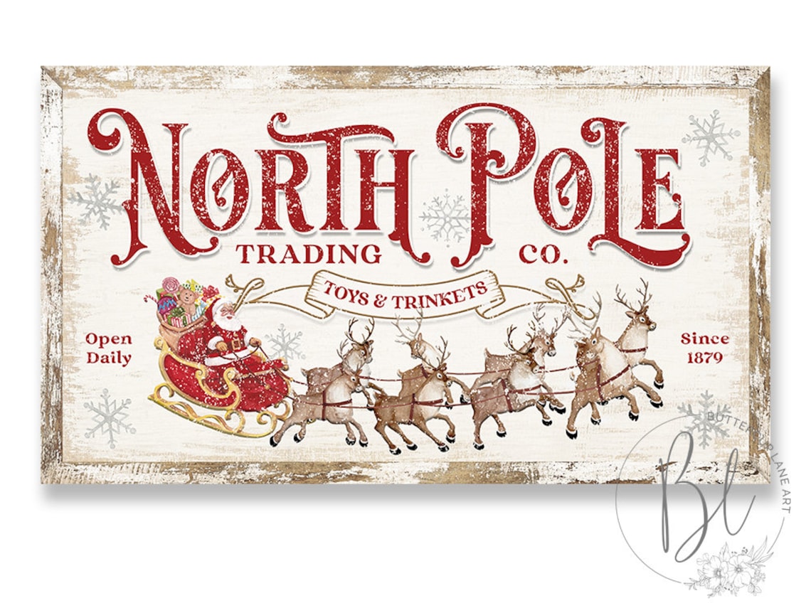 Large Christmas Wall Art North Pole Christmas Canvas Wall Etsy