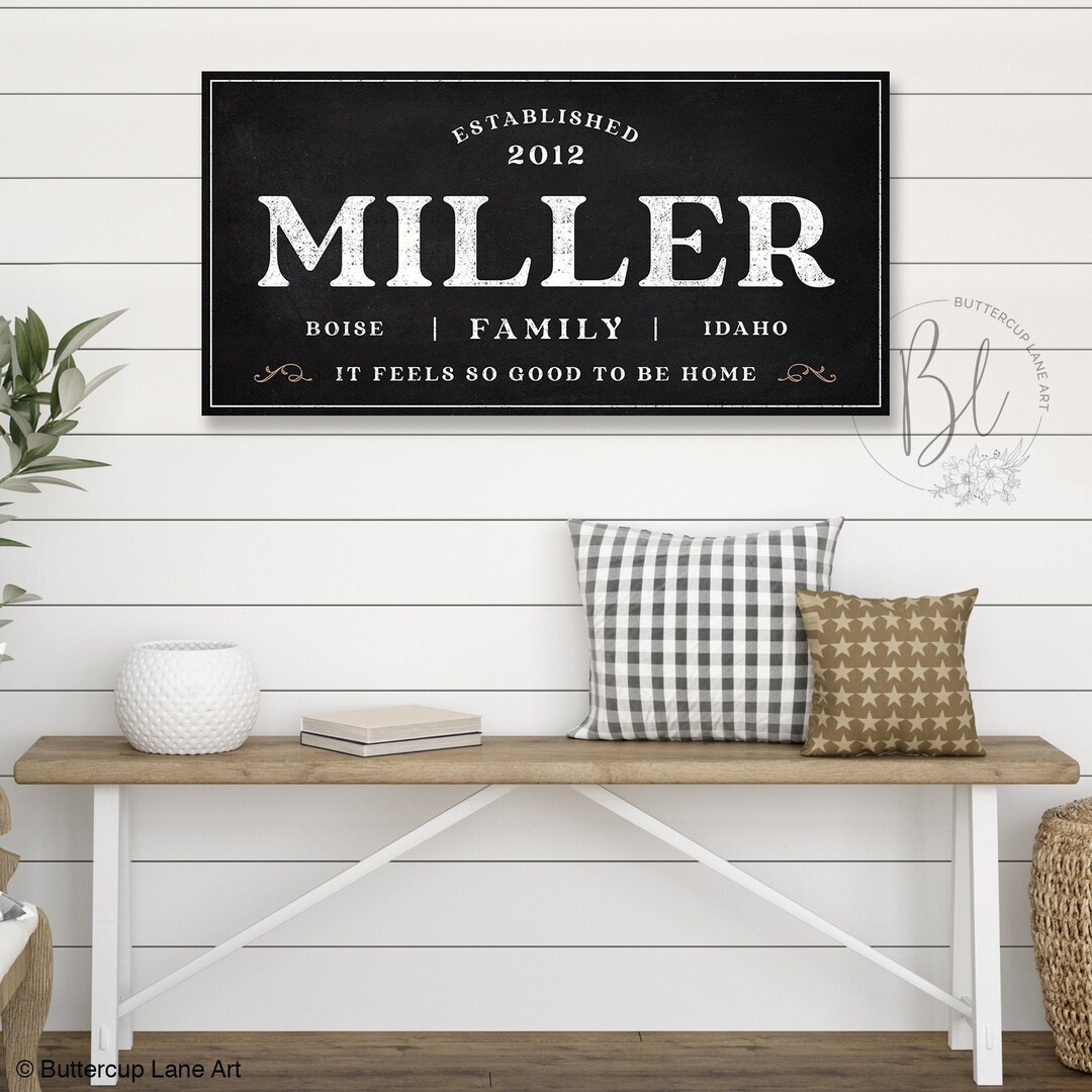 Personalized Family Established Name Sign for Wall, Family Name Sign