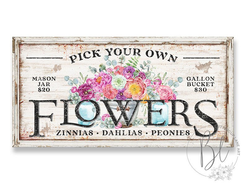Pick Your Own Flowers Sign Summer Flower Sign Vintage Sign Etsy