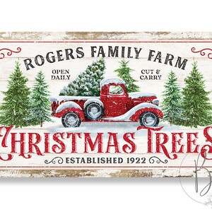 Personalized Christmas Tree Farm Sign, Large Christmas Wall Art Vintage ...