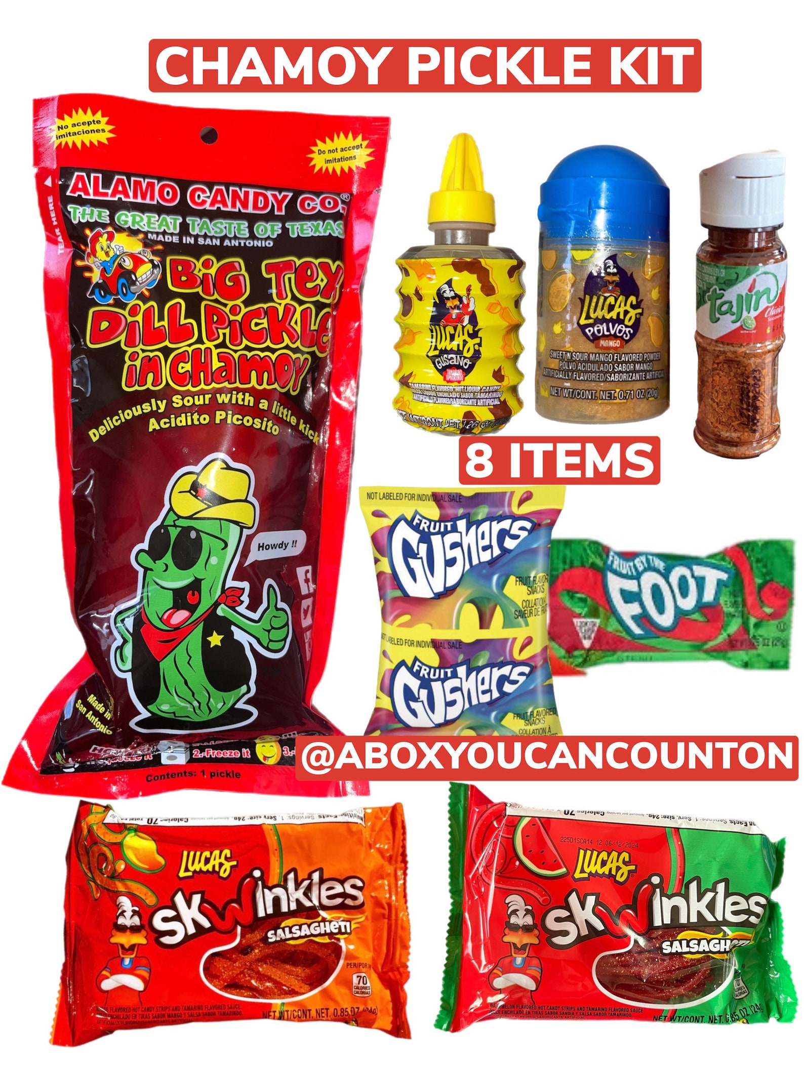Chamoy Pickle Kit 8 ITEMS Trending Chamoy Alamo Candy Co Etsy