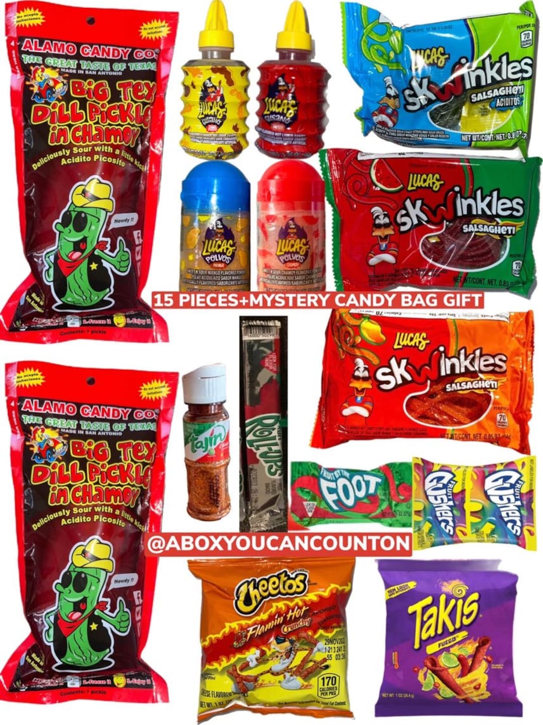 Chamoy Pickle Kit 2 Pack 2 Pickles Ultimate Package With 3 Salsagheti Skwinkles 15 Pieces