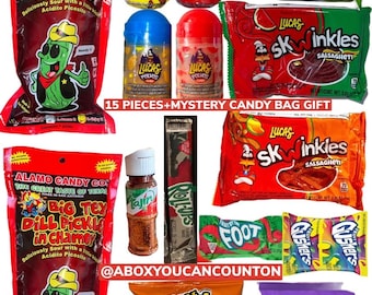 Chamoy Pickle Kit 2 Pack 2 Pickles - Ultiem pakket met 3 Salsagheti Skwinkles 15 stuks Origineel Alamo Candy Co Halloween Fall Lucas Mex