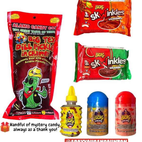 Chamoy Pickle Kit -6 ITEMS Trending Chamoy Alamo Candy Co Official Chamoy Pickle Kits Sour Mexican Candy Lucas Halloween Fall Mango