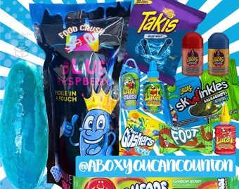 Blue Raspberrry Pickle Kit - New Food Crush TikTok Trending Chamoy Mexican Candy Package Chamoy with Extras Alamo Candy Co Mango