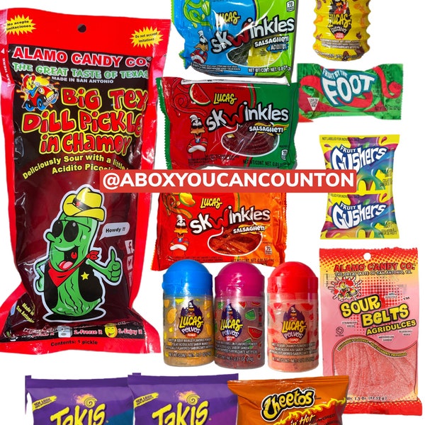 Chamoy Pickle Kit mit Extras-14 ITEMS Trending Chamoy Alamo Candy Co offizielle Chamoy Pickle Kits Saure mexikanische Süßigkeiten Lucas Halloween Herbst