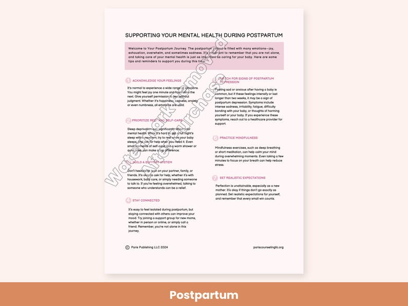 Infertility and Postpartum Handout and Prompts image 4