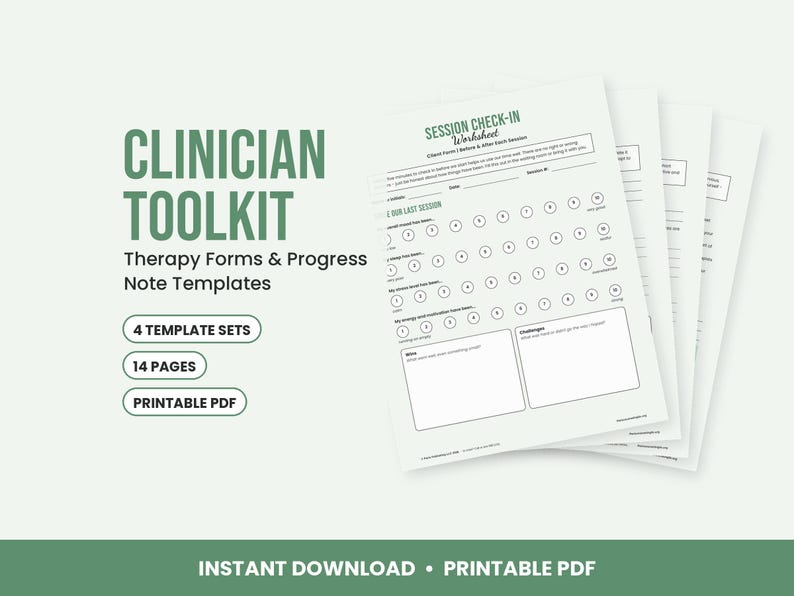 Therapist Forms: SOAP DAP BIRP Progress Notes, Treatment Plan Template, Session Check-In, Welcome Packet image 1