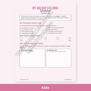 Holiday Stress Worksheets for Kids, Teens & Adults - Winter Break Coping, Boundaries, Therapy Printable PDF image 2